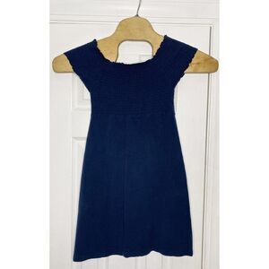 Theory Women's Vernita Modus Short Sleeve Scrunched Top Dress Navy Blue Petite P